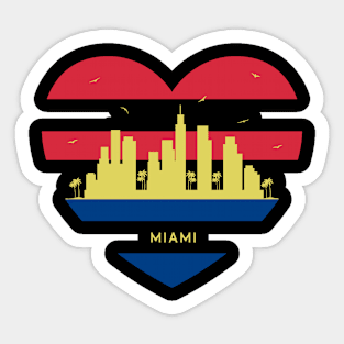 Florida Skyline cityscape Heart Shape Birds Flying Miami Sticker